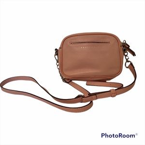 SANCTUARY BAG CROSSBODY PINK LEATHER LONG STRAP SILVER HARDWARE LAST WORD
